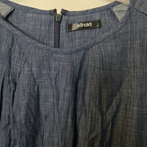 eShakti Blue 100 %Cotton Chambray Ankle Length Dress Sz18 Prairie Comfort